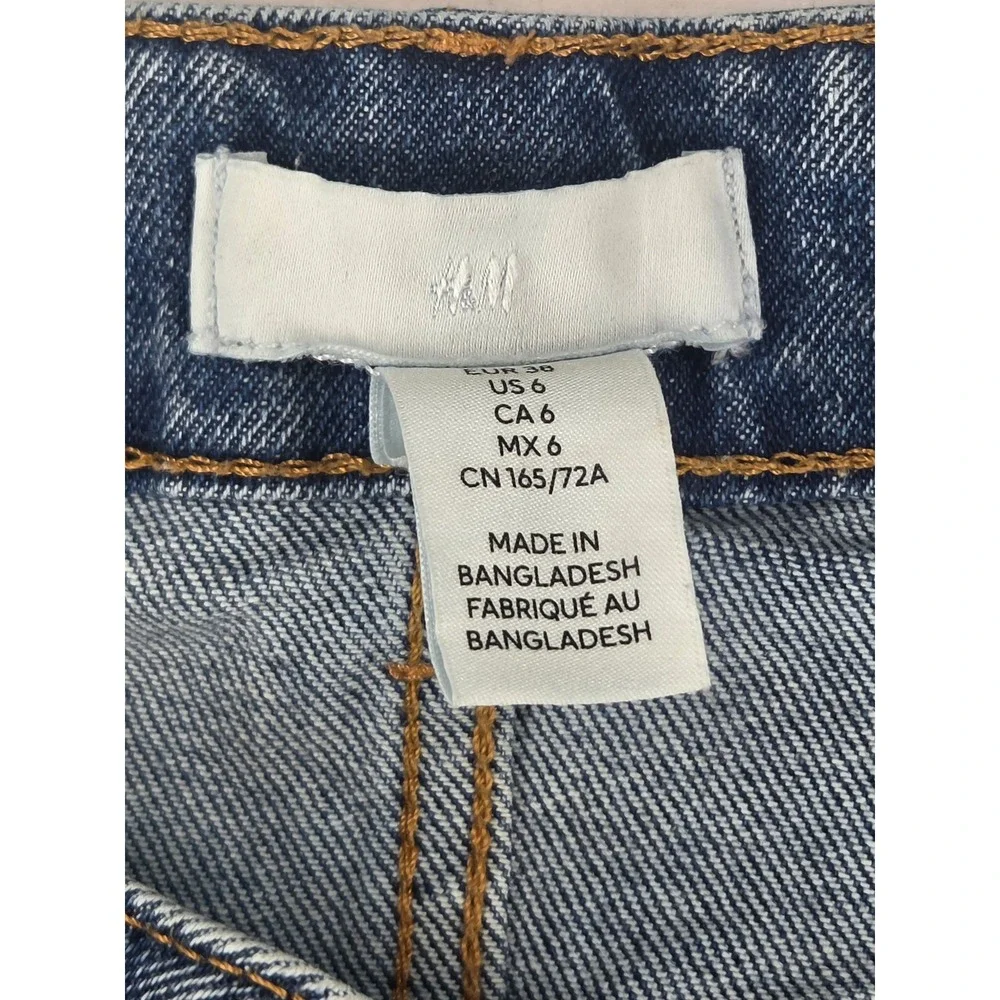 HM Womens High Waisted Mom Jeans Medium Wash Blue Tapered Leg Size 6